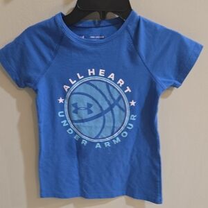 Used Girls Size Xsmall Youth Under Armour Kids Blue 'All Heart' Tee